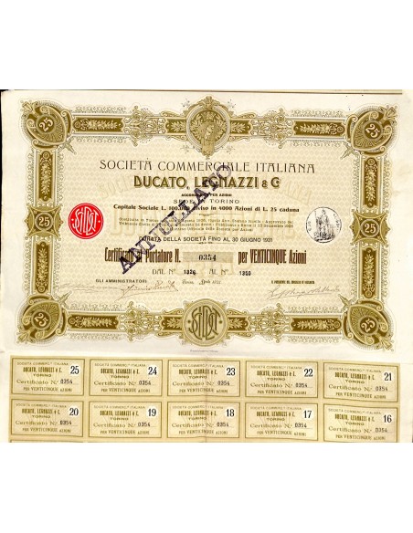1907 - SOCIETA' COMMERCIALE ITALIANA DUCATO, LEGNAZZI & C. - TORINO