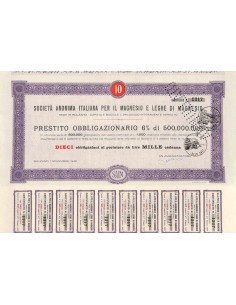 SOC. ANON. ITALIANA PER IL MAGNESIO E LEGHE DI MAGNESIO 10 OBBLIG. 1949
