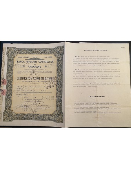 1931 - BANCA POPOLARE COOPERATIVA DI CASARANO SERIE III CASARANO