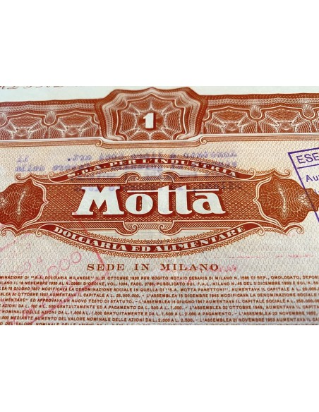 1961 - MOTTA S.p.A PER L'INDUSTRIA DOLCIARIA ED ALIMENTARE 1 AZIONE - MILANO