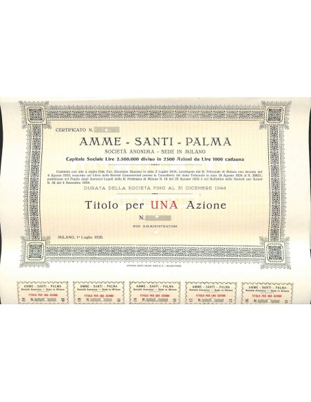 AMME SANTI PALMA - UNA AZIONE MILANO 1926