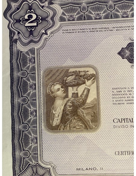 1964 - MOTTA S.p.A PER L'INDUSTRIA DOLCIARIA ED ALIMENTARE 2 AZIONI - MILANO