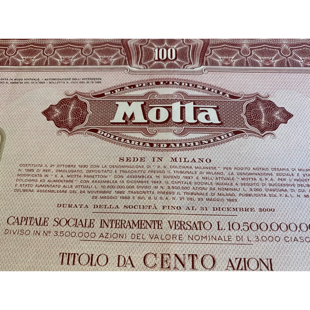 1955 - MOTTA S.p.A PER L'INDUSTRIA DOLCIARIA ED...