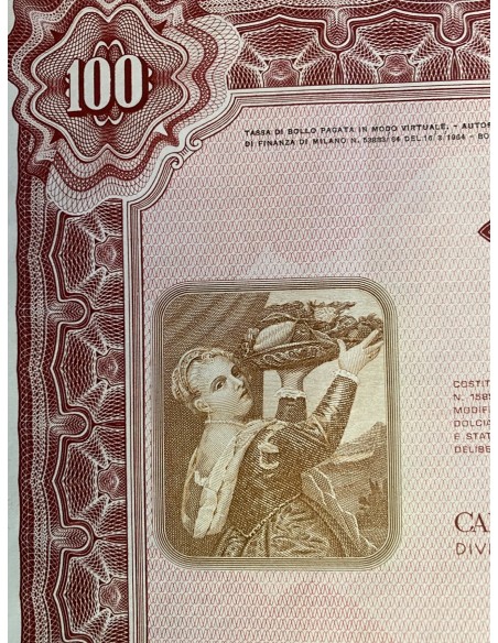 1955 - MOTTA S.p.A PER L'INDUSTRIA DOLCIARIA ED ALIMENTARE 100 AZIONI - MILANO