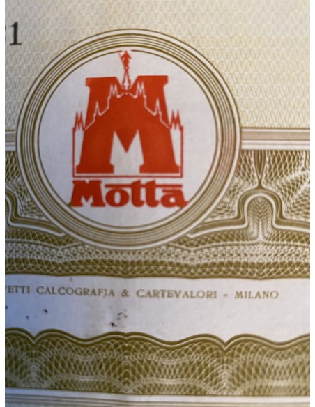 1969 - MOTTA S.p.A PER L'INDUSTRIA DOLCIARIA ED ALIMENTARE 500 AZIONI - MILANO
