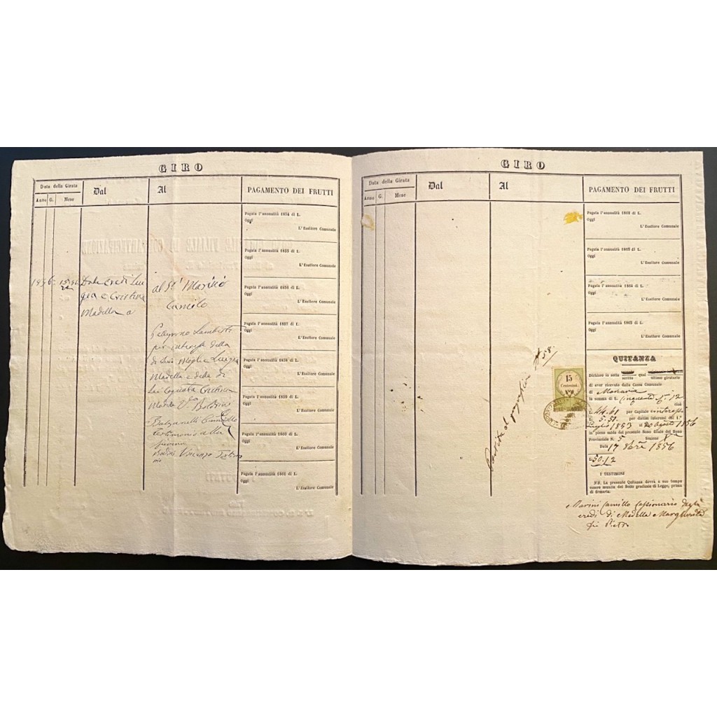 1854 - PROVINCIA DI MANTOVA BONO GIRABILE DI...