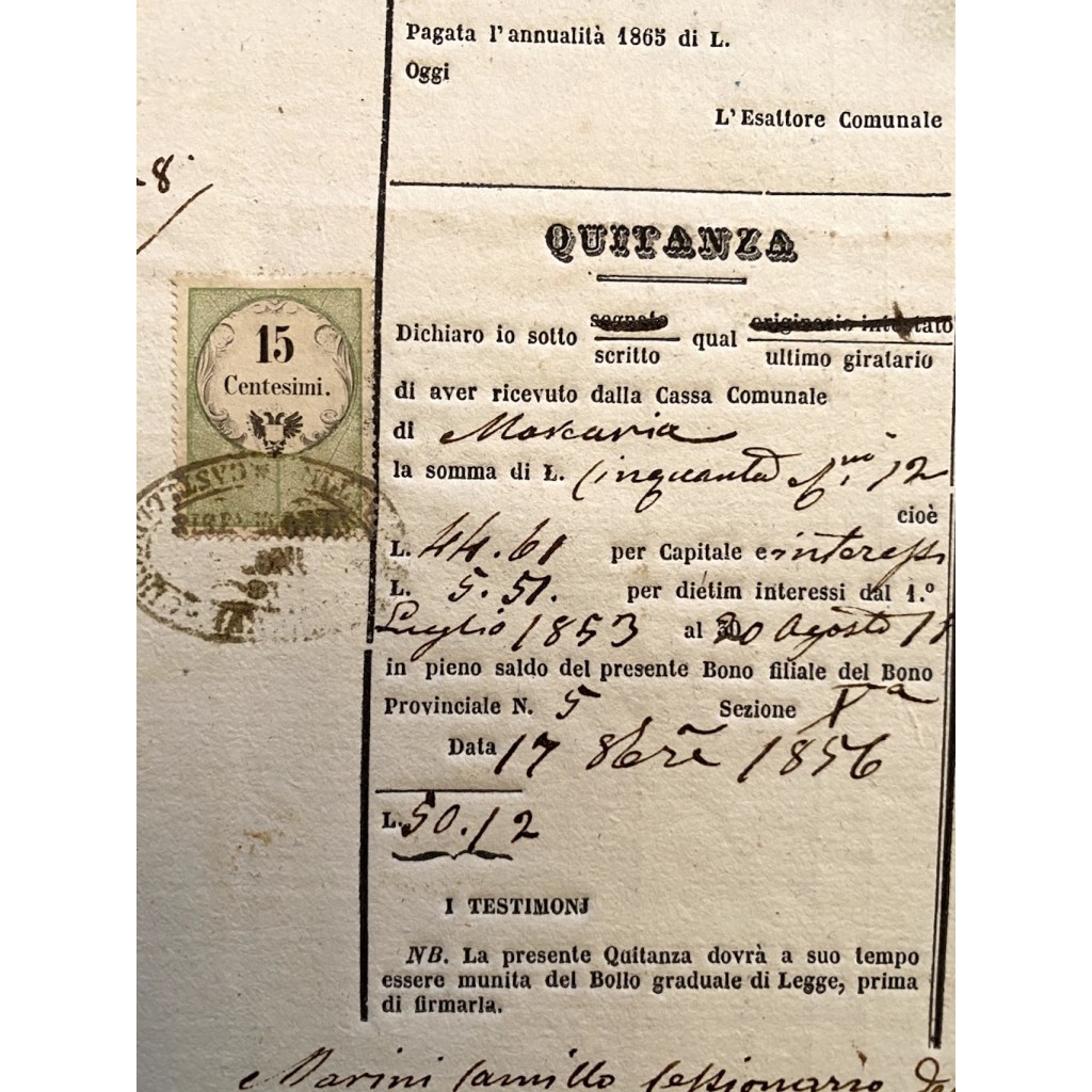 1854 - PROVINCIA DI MANTOVA BONO GIRABILE DI...