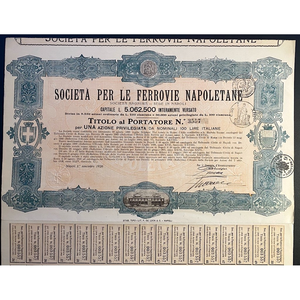 1926 - SOCIETA' PER LE FERROVIE NAPOLETANE 1...