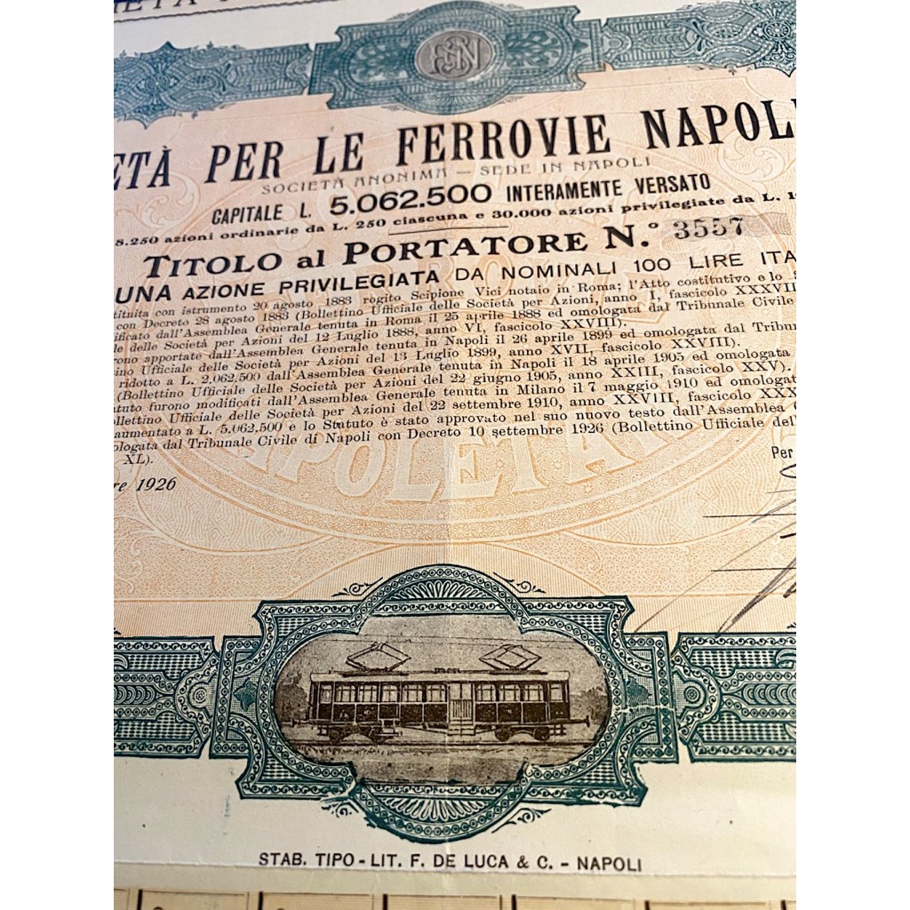 1926 - SOCIETA' PER LE FERROVIE NAPOLETANE 1...