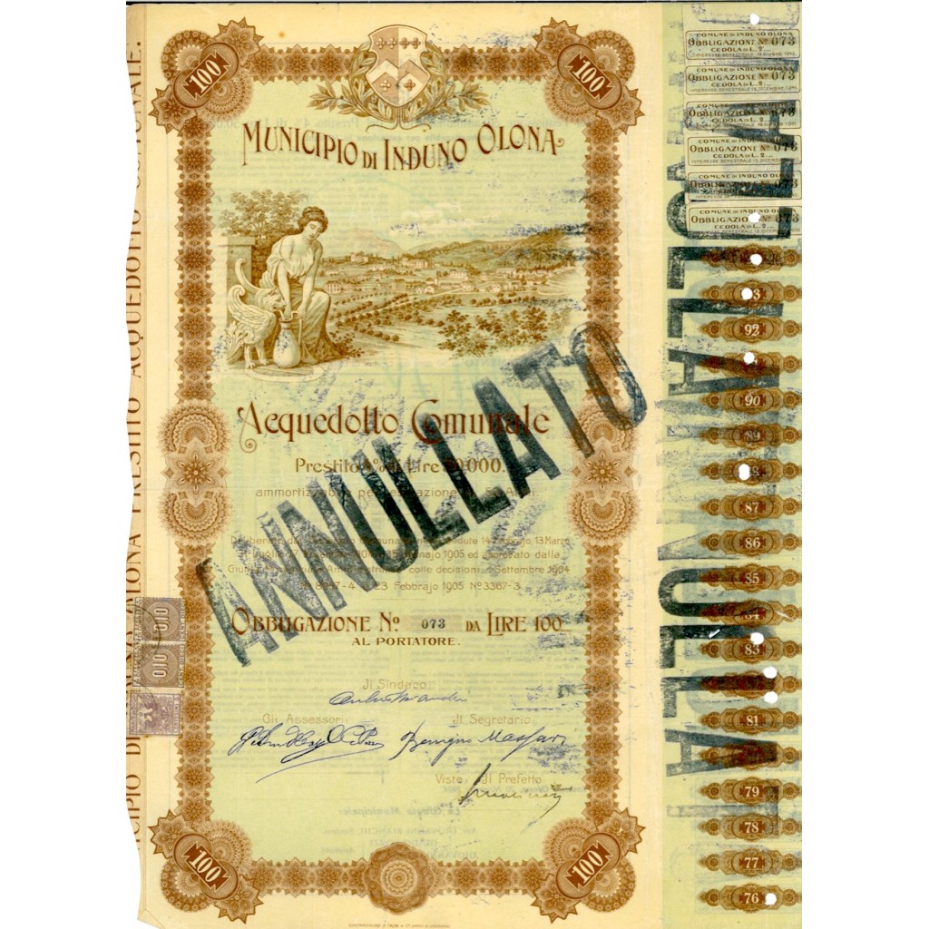 1905 - MUNICIPIO DI INDUNO OLONA ACQUEDOTTO...