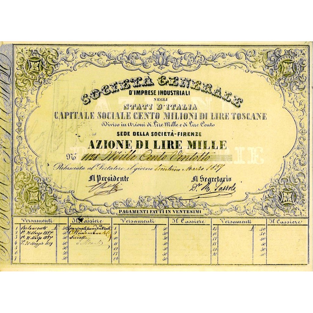 1859 - SOCIETA' GENERALE D'IMPRESE INDUSTRIALI...