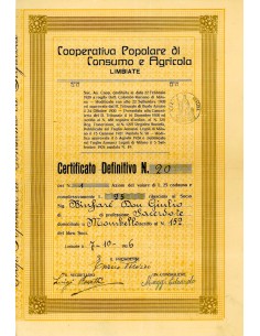 1926 - COOPERATIVA POPOLARE DI CONSUMO E AGRICOLA LIMBIATE