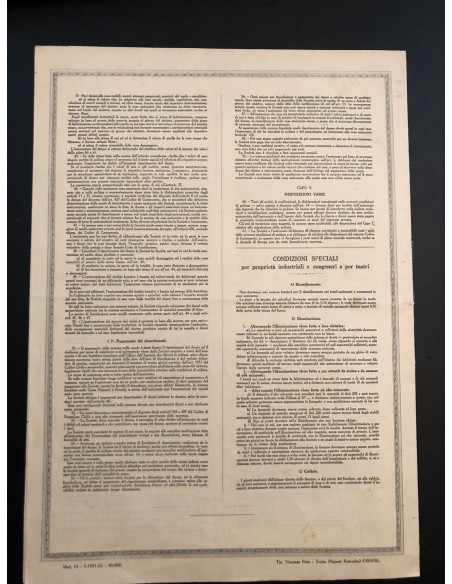 1936 - SOCIETA' REALE D'ASSICURAZIONE GENERALE - POLIZZA INCENDIO - MILANO