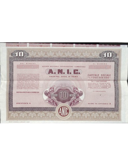 A.N.I.C. AZIENDA NAZ. IDROGENAZIONE COMBUSTIBILI - 10 AZIONI ROMA