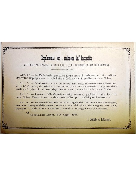 1882 - CHIESA PARROCCHIALE S. GIACOMO IN CORNIGLIANO LIGURE