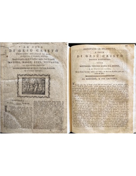 n. 2 Libri rilegati 1) La vita di Gesù Cristo 2) Solennità e feste di Gesù Cristo del '700