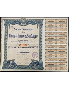 1919 - MINES DE CUIVRE DE SARDAIGNE S.A. - 5 AZIONE DI...