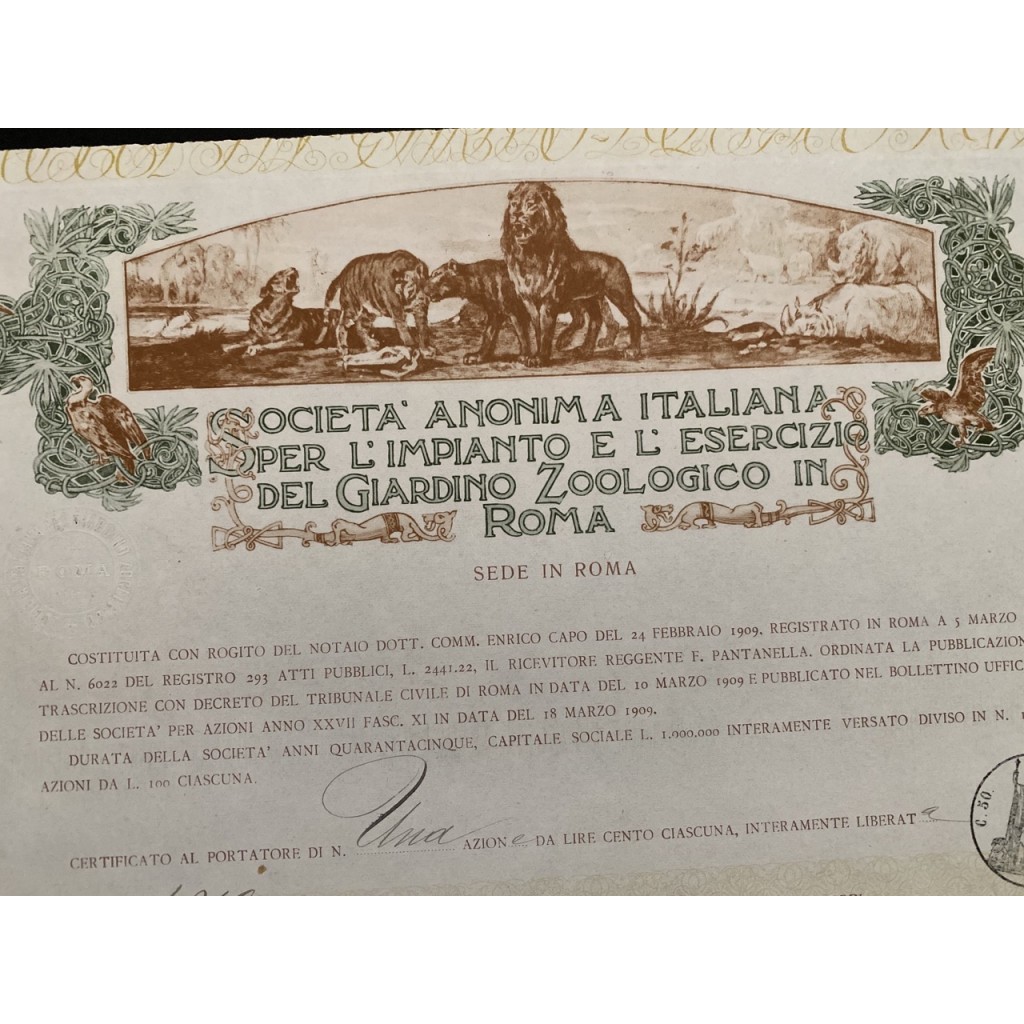 1909 - ITALIANA PER L`IMPIANTO E L'ESERCIZIO...