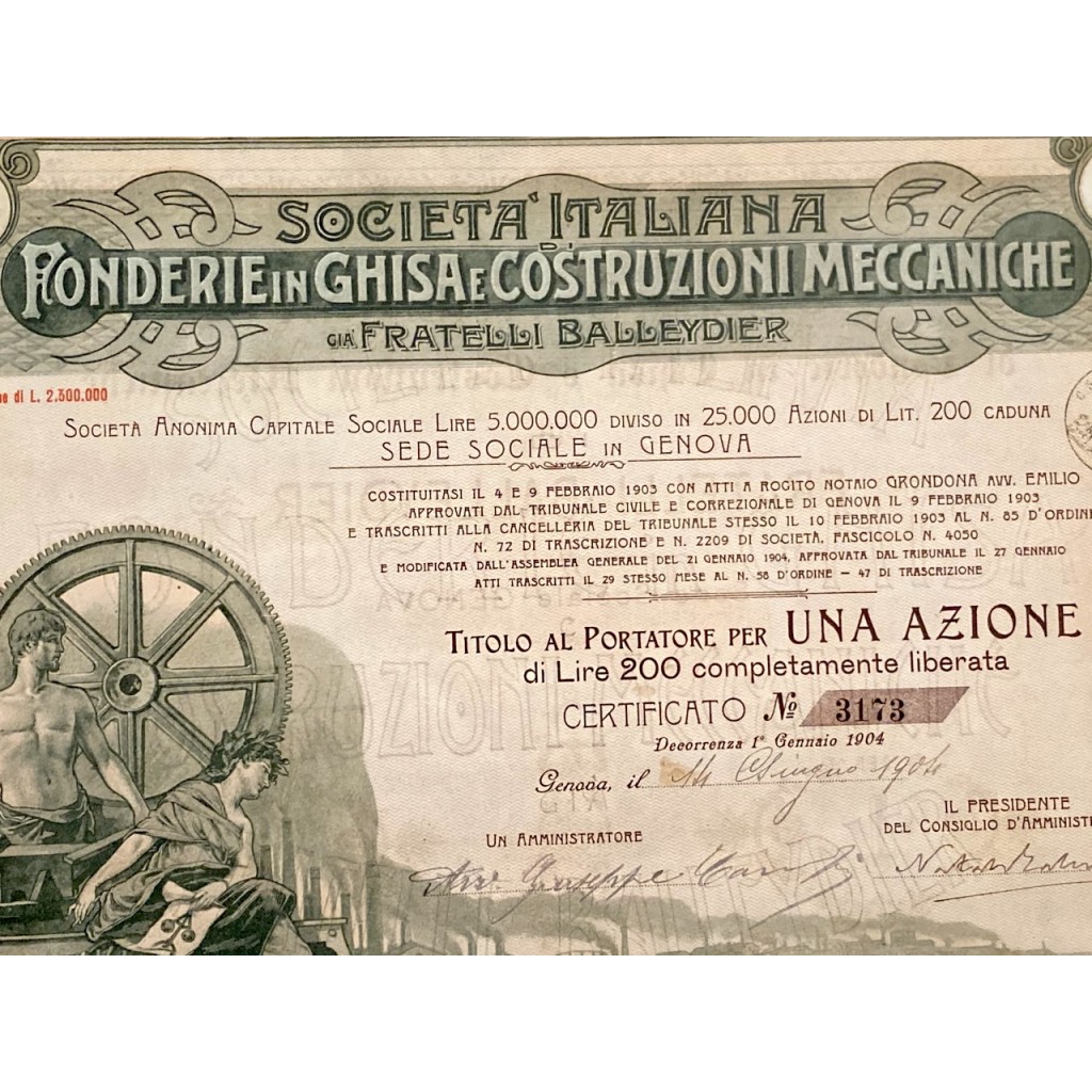 1904 - ITALIANA FONDERIA IN GHISA E COSTRUZIONI...