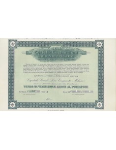 S.C.I.A. SOC. COSTRUZIONI ITALO AMERICANA 25 AZIONI MILANO 1922