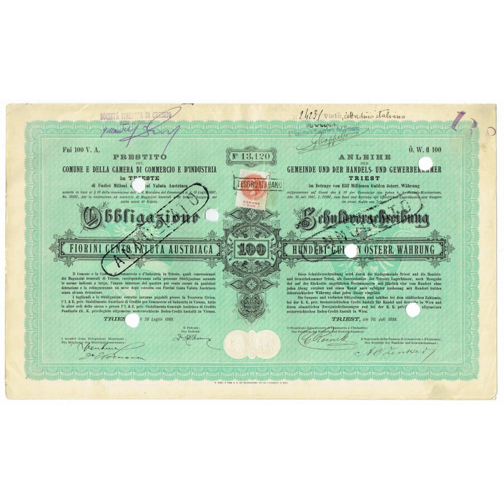 1889 - PRESTITO DEL COMUNE E DELLA CAMERA DI...