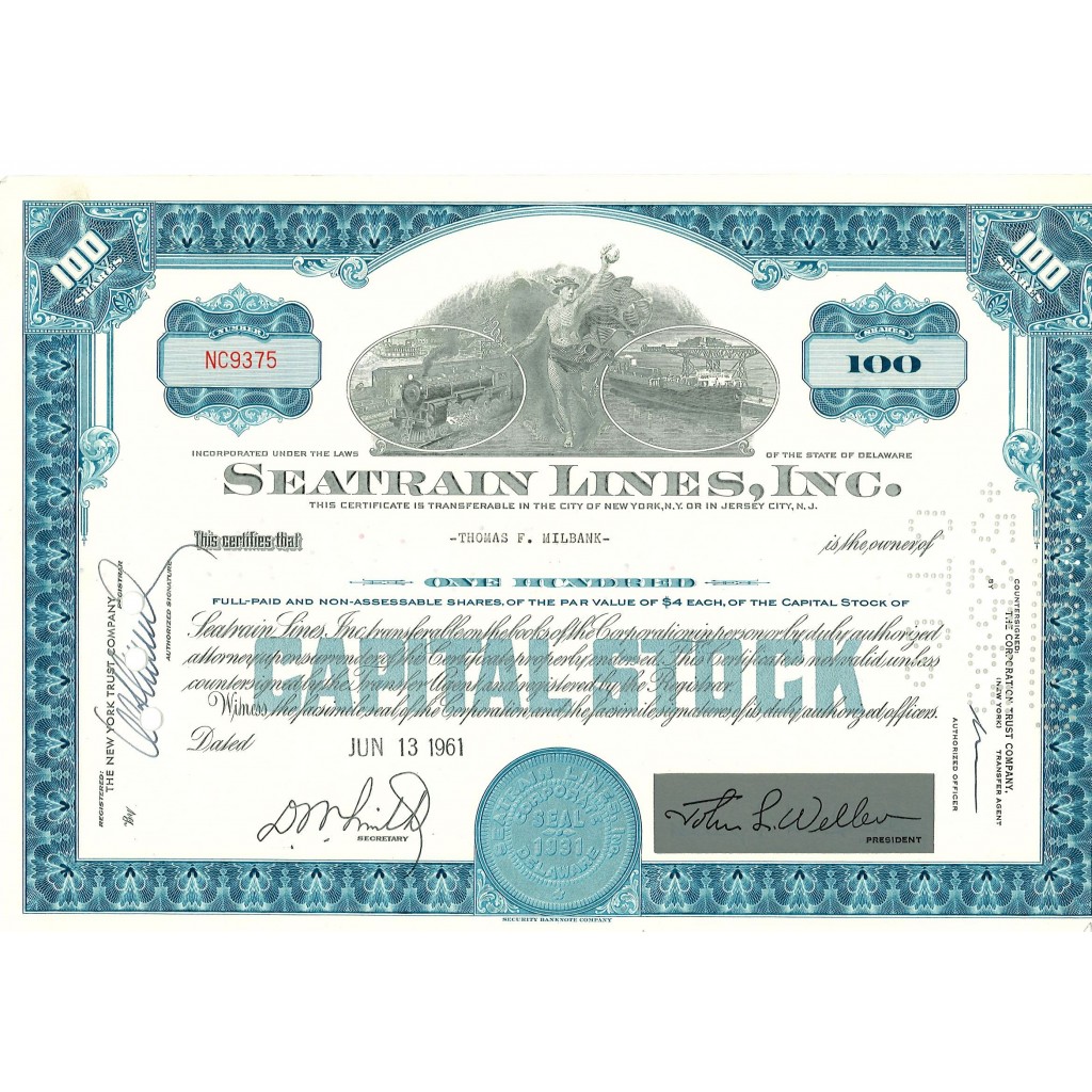 1961 - SEATRAIN LINES, INC. 100 AZIONI