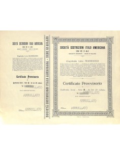 S.C.I.A. SOC. COSTRUZIONI ITALO AMERICANA 4000 AZIONI MILANO 1922