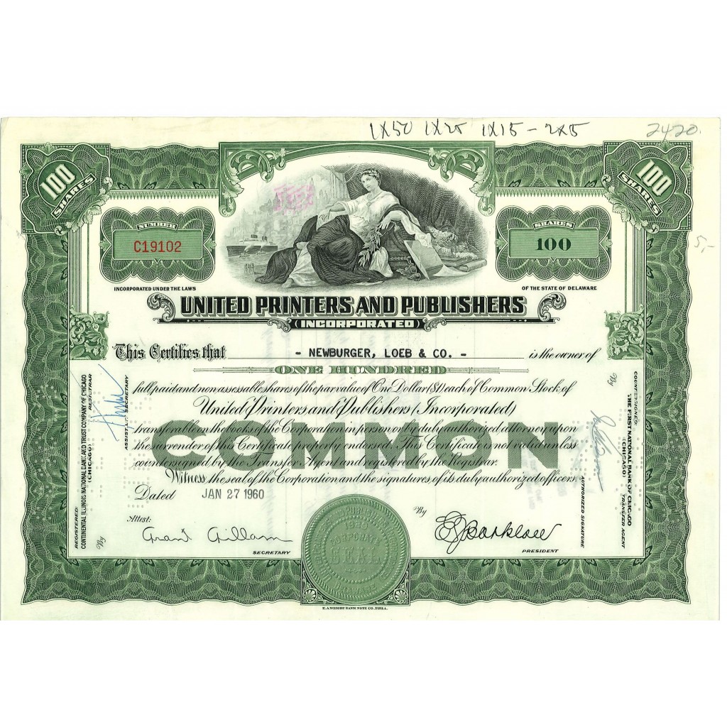 1960 - UNITED PRINTERS AND PUBLISHERS