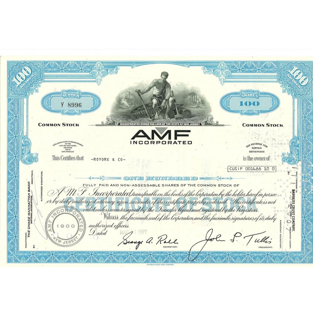 1971 - AMF INCORPORATED - 100 AZIONI