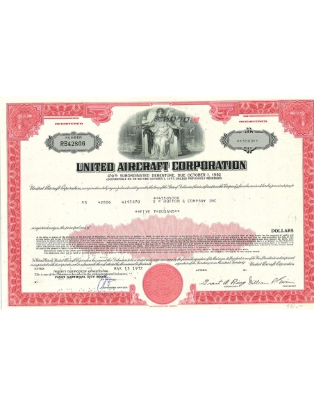 1972 - UNITED AIRCRAFT CORPORATION - 500 AZIONI