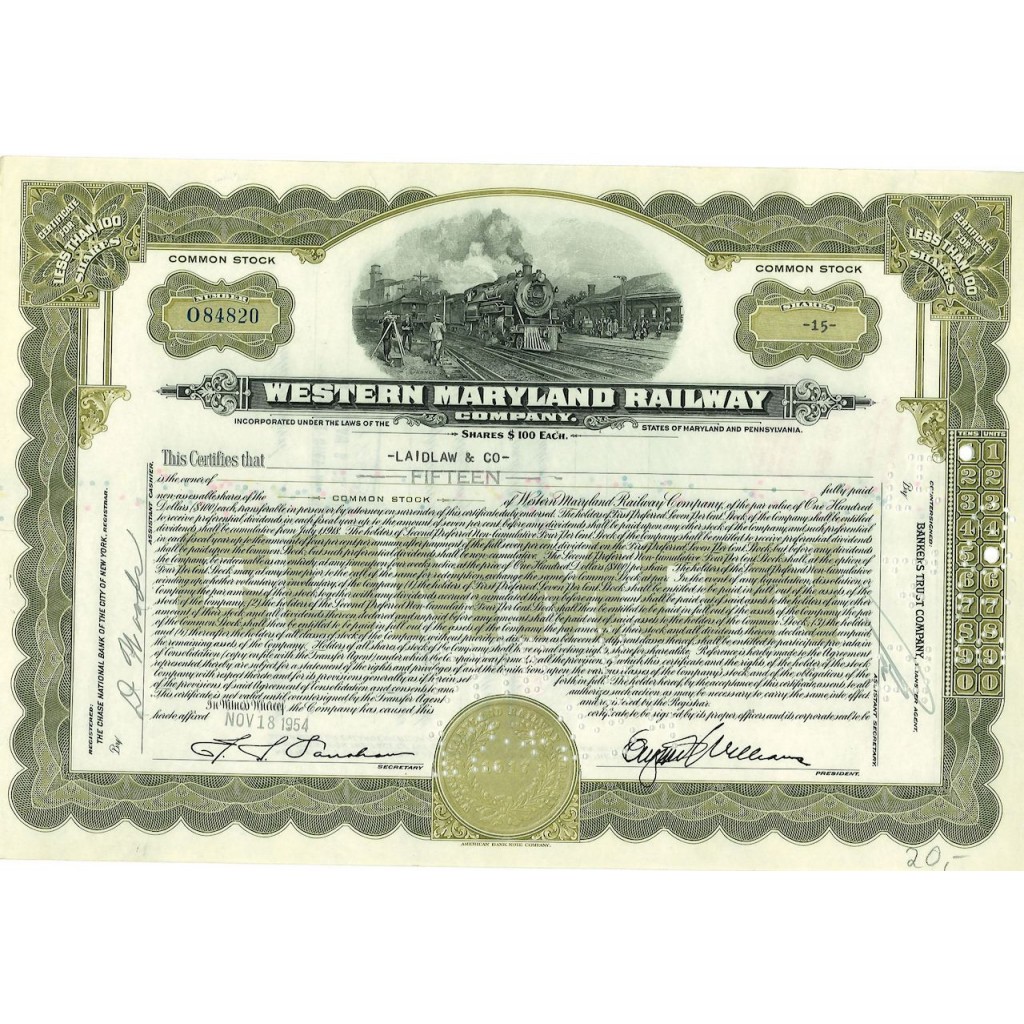 1954 - WESTERN MARYLAND RAILWAY COMPANY - 15...