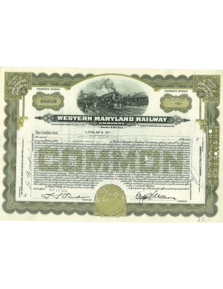 1954 - WESTERN MARYLAND RAILWAY COMPANY - 15 AZIONI