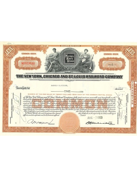 1953 - THE NEW YORK, CHICAGO AND ST.LOUIS RAILROAD COMPANY - 1 AZIONE