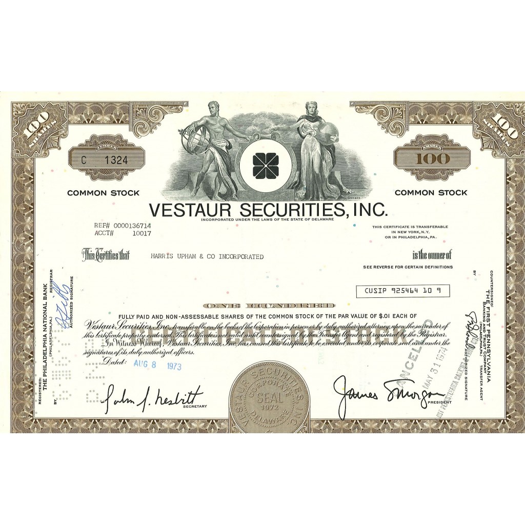 1973 - VESTAUR SECURITIES, INC. - 100 AZIONI