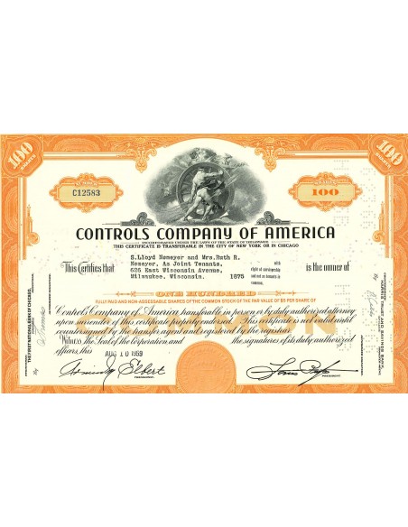1959 - CONTROLS COMPANY OF AMERICA - 100 AZIONI