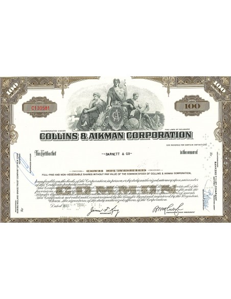 1969 - COLLINS & AIKMAN CORPORATION - 100 AZIONI