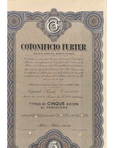 COTONIFICIO FURTER - 5 AZIONI MILANO 1941