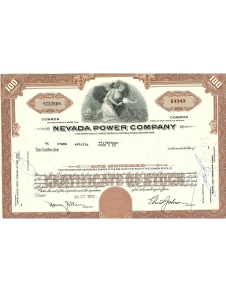 1970 - NEVADA POWER COMPANY - 100 AZIONI