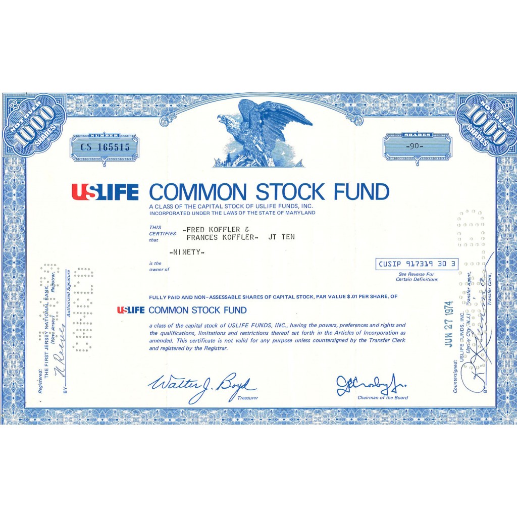 1974 - USLIFE COMMON STOCK FUND