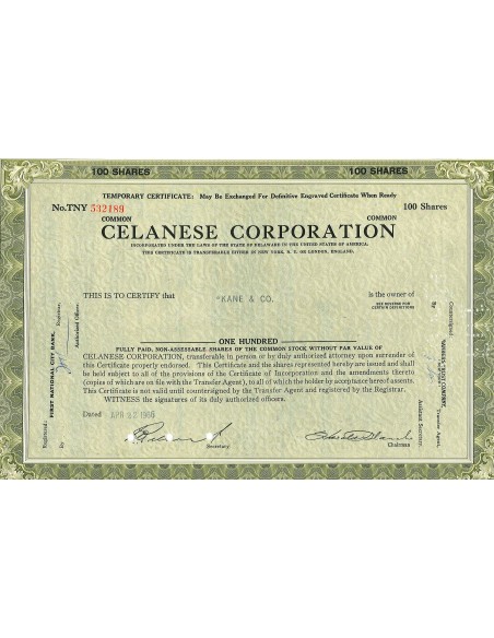1966 - CELANESE CORPORATION - 100 AZIONI