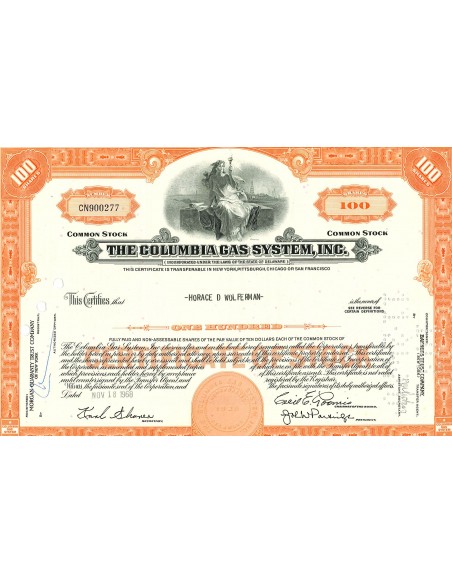 1968 - THE COLUMBIA GAS SYSTEM, INC. - 100 AZIONI