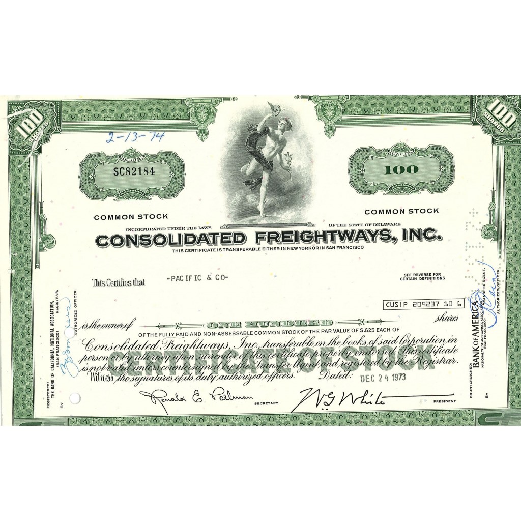 1973 - CONSOLIDATED FREIGHTWAYS, INC. - 100 AZIONI