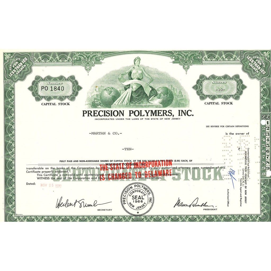 1970 - PRECISION POLYMERS, INC.