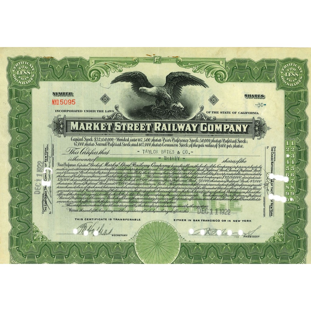 1922 - MARKET STREET RAILWAY COMPANY