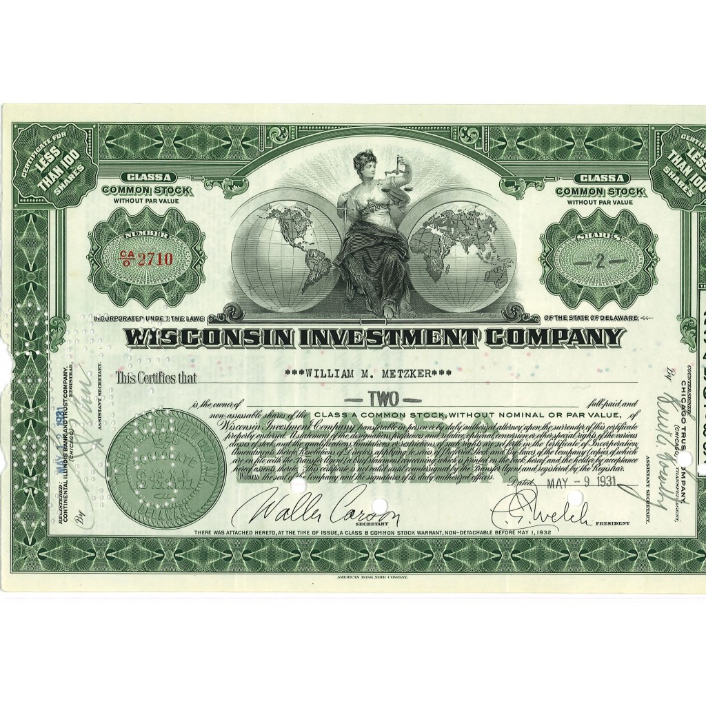 1931 - WISCONSIN INVESTMENT COMPANY