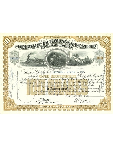 1951 - DELAWARE LACKAWANNA & WESTERN RAILROAD COMPANY - 100 AZIONI
