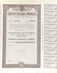 SOC. ITALIANA SMERIGLIO - AZIONI - MILANO 1905