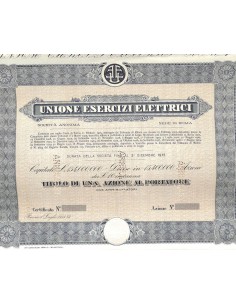 UNIONE ESERCIZI ELETTRICI - UNA AZIONE - ROMA 1934
