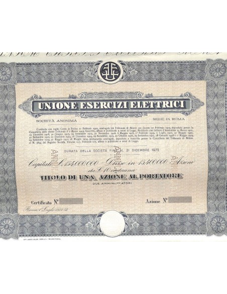 UNIONE ESERCIZI ELETTRICI - UNA AZIONE - ROMA 1934