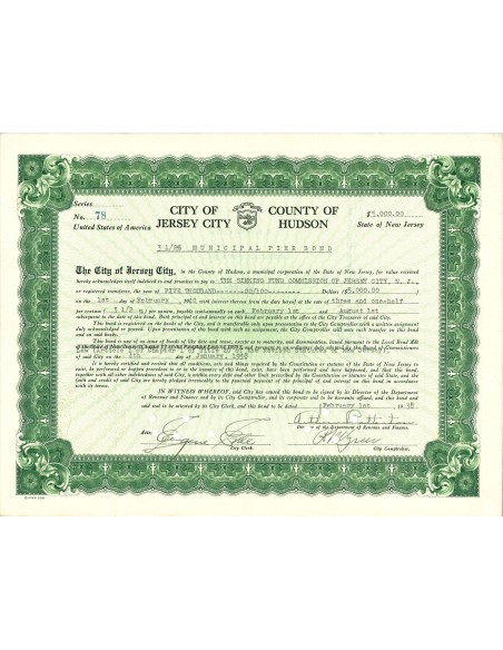 1938 - CITY OF JERSEY CITY - COUNTY OF HUDSON